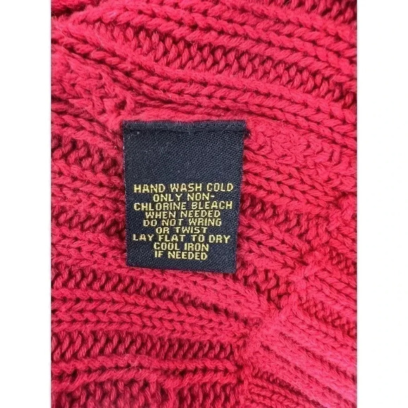 Lauren Ralph Lauren Black Label Red Cable-Knit Full-Zip Red Sweater 3Xlarge Plus - Picture 8 of 9